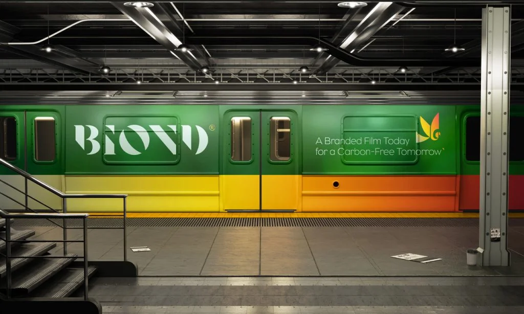 Rotulación sostenible de metro con vinilo bio-basado BIOND FR A2 libre de PVC.